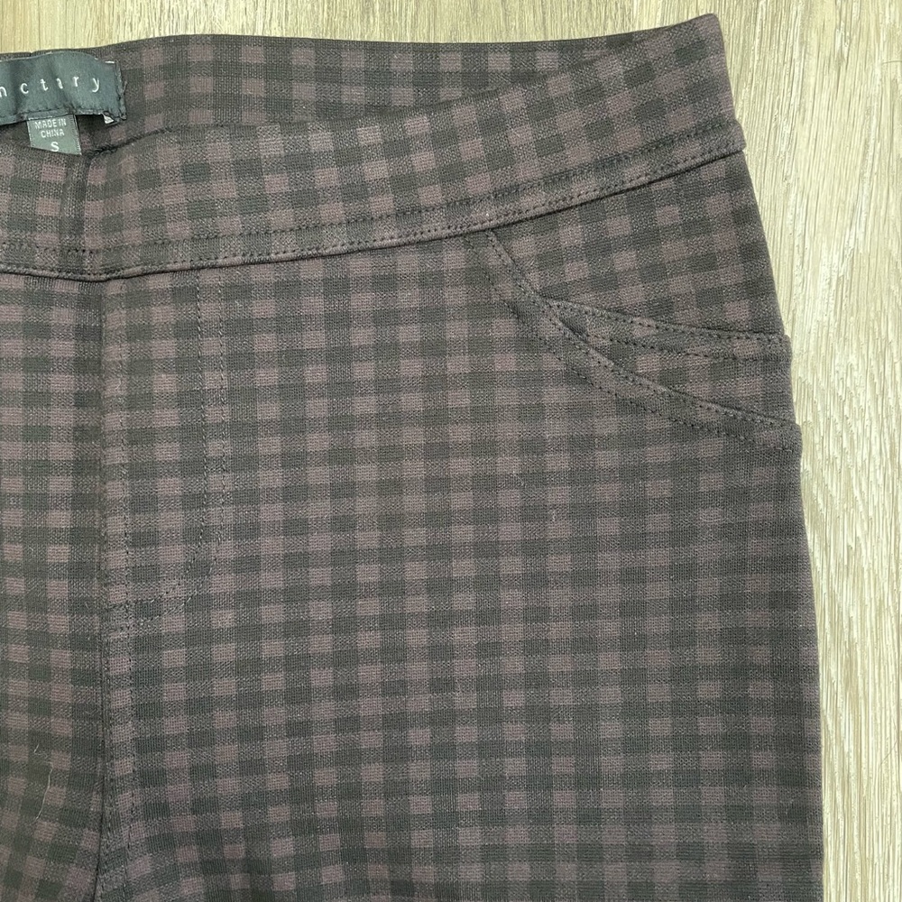 Sanctuary Plaid Leggings Purple Black Women’s Small Stretch Pants - Picture 4 of 9